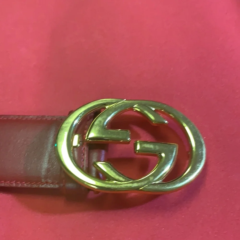 🔥 Stunning Iconic Gucci‎ Red Leather & Gold GG Belt Vintage Gucci 75/30